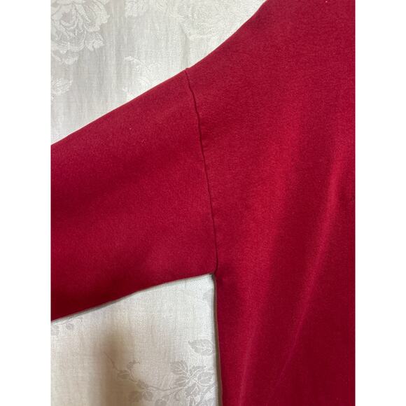 VTG Sweatshirt Med PETITE Red Embroidered Cat Sunflower Made in USA Top Stitch - Picture 4 of 9